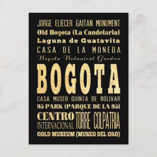 Typografische kunst uit de stad Bogota in Colombia Briefkaart