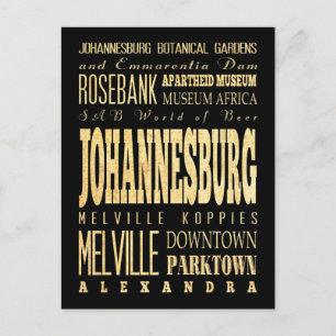 Typografische kunst van Johannesburg City of South Briefkaart