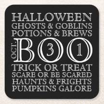 Typografische Onderzetters van Halloween Party - B