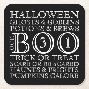 Typografische Onderzetters van Halloween Party - B