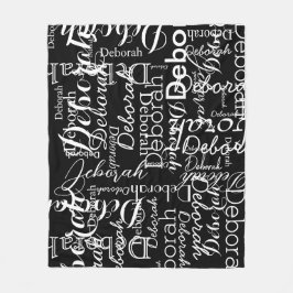 Typografische Patroon White Names Black Fleece Deken
