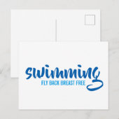 Typografische tekst vrij rond zwemmen briefkaart (Voorkant / Achterkant)