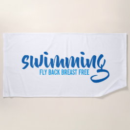 Typografische tekst vrij rond zwemmen strandlaken