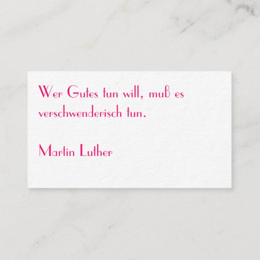 Typografische Visitenkarte Visitekaartje (Achterkant)