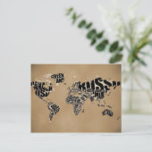 Typografische Wereldkaart Briefkaart (Staand voorkant)