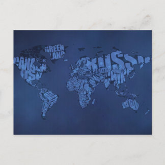 Typografische Wereldkaart (donker) Briefkaart