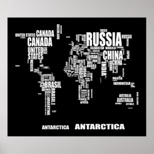 Typografische Wereldkaart Poster