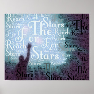 Typografische Woordenposter 'Reach For The Stars' Poster