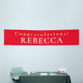 Typografyl Gefeliciteerd Naam Rood Afstuderen Spandoek (Beurs)