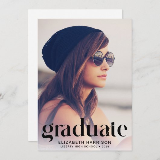 Typographie à la mode Faire-part d'obtention d'un  (Devant / Derrière)