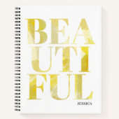 Typographie Abstraite Jaune Beau Carnet (Devant)