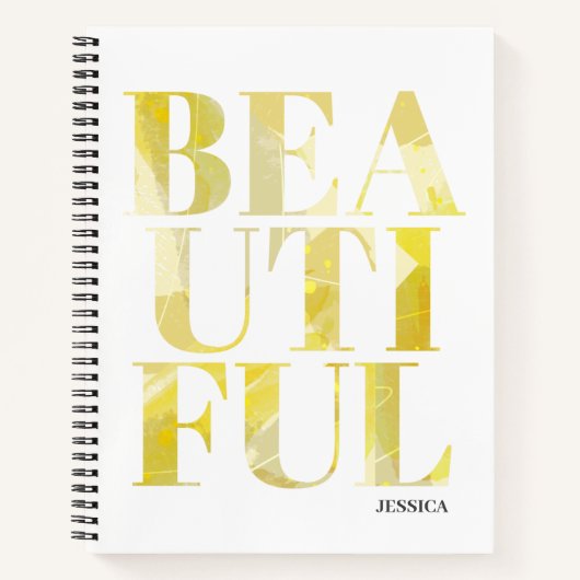 Typographie Abstraite Jaune Beau Carnet (Devant)