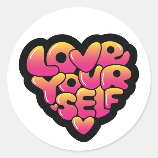Typographie « Aimez-vous » Autocollant en forme de (Devant)