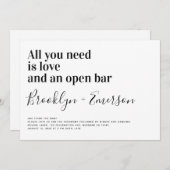 Typographie amusante Faire-part de mariage noir bl (Devant / Derrière)