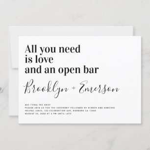 Typographie amusante Faire-part de mariage noir bl