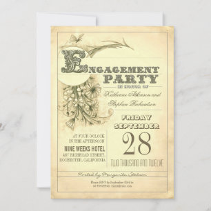 typographie antique invitation à la partie fiançai