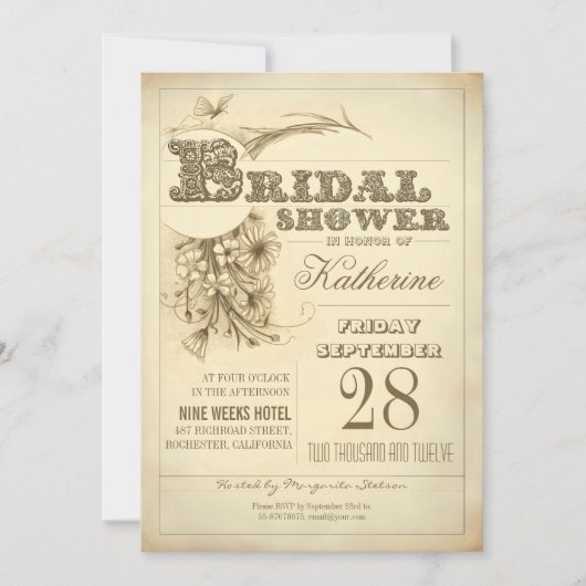 typographie antique invitation nuptiale (Devant)