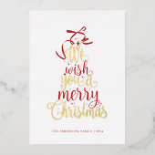 Typographie Arbre de Noël Foil Carte de vacances (Recto)