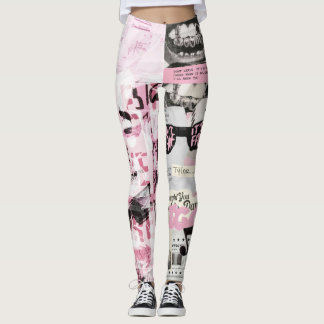Typographie art Leggings motif d'impression 24SS m