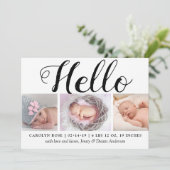 Typographie audacieuse "Hello" 3 Faire-part de nai (Debout devant)