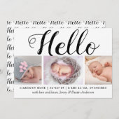 Typographie audacieuse "Hello" 3 Faire-part de nai (Devant / Derrière)