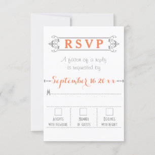 Typographie avec cadre vintage mariage corail RSVP