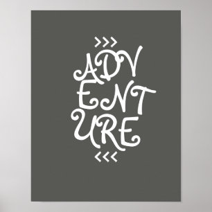 typographie aventurière fquote poster gris et blan