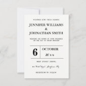 Typographie B&W Invitations de mariage (Devant)