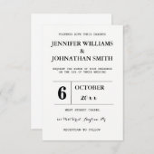 Typographie B&W Invitations de mariage (Devant / Derrière)