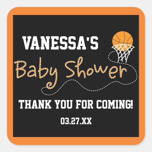 TYPOGRAPHIE BASKETBALL BÉBÉ SHOWER Autocollant Éti (Devant)