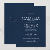 Typographie bleue marine uniquement Faire-part de (Devant / Derrière)