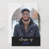 Typographie Bleue moderne Arch Grad Faire-part (Dos)