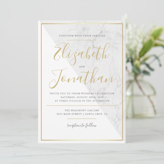 Typographie branchée| Faire-part de mariage de mar (Debout devant)