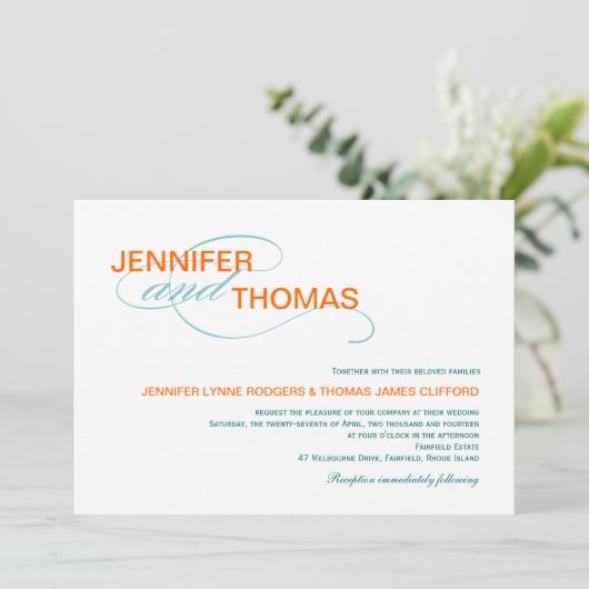 Typographie branchée Invitations de mariage modern (Debout devant)