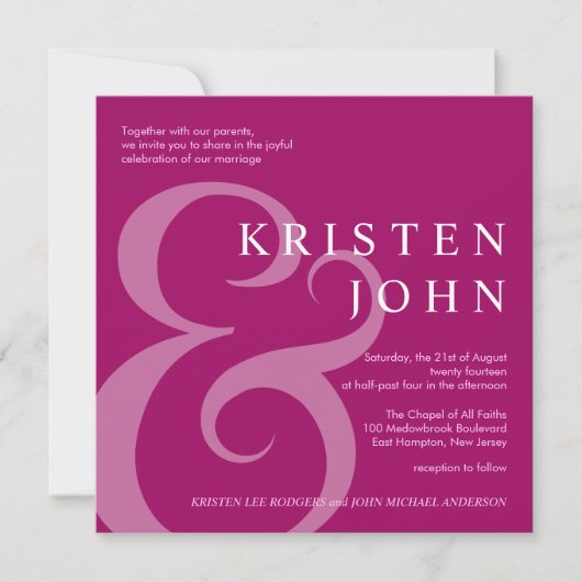 Typographie branchée Invitations de mariage modern (Devant)