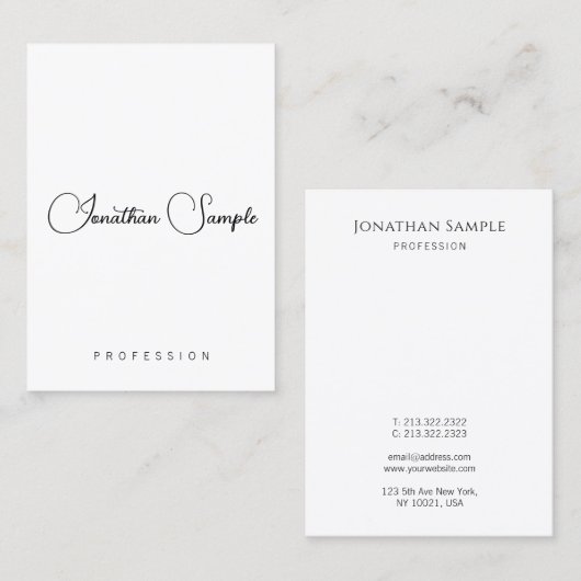 Typographie Carte de visite verticale Modèle moder (Devant / Derrière)