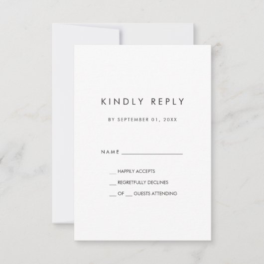 Typographie chic Carte RSVP simple (Devant)