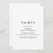 Typographie chic Invitation de fête du 30e anniver (Devant / Derrière)