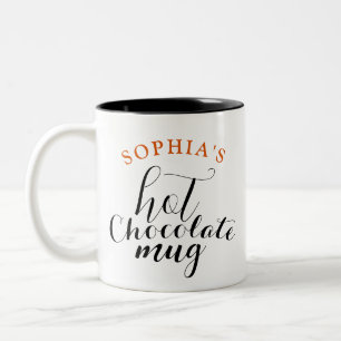 Typographie Chocolat Chaud Mug avec nom et initial