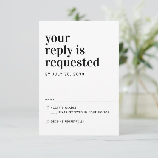 Typographie classique moderne Réponse Mariage RSVP (Debout devant)