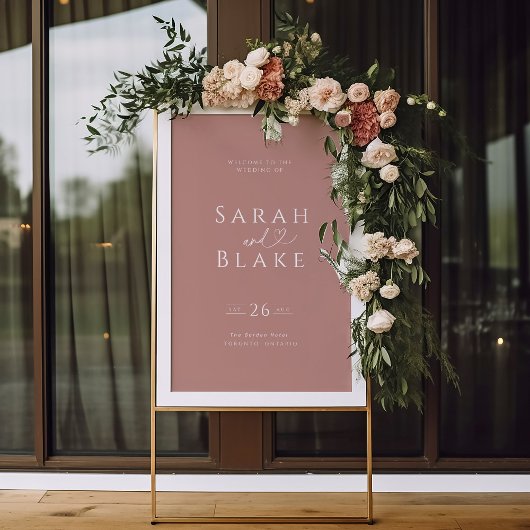 Typographie Coeur Dusty Rose Affiche de bienvenue 