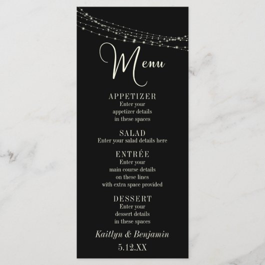 Typographie crème 32, Menu Cordes Lumière Noire de (Devant)