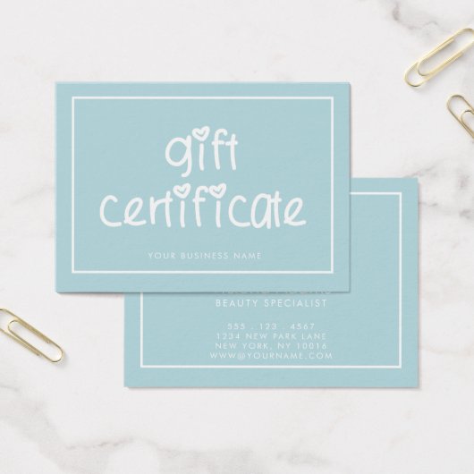 Typographie Cute Certificat cadeau couleur personn (Bureau)