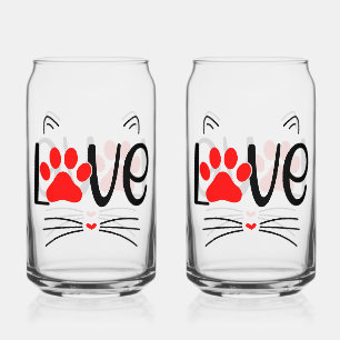 Typographie d'amour de chats mignons avec Red Paw
