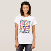 Typographie d'AMOUR florale brillante T-shirt - co (Devant entier)