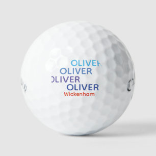 Typographie de balle de golf blanc Bleu / Nom roug