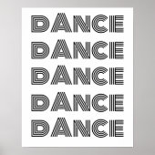 Typographie de danse rétro Poster noir blanc (Devant)