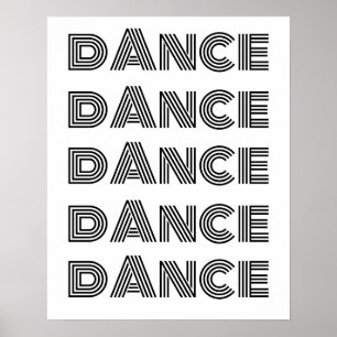 Typographie de danse rétro Poster noir blanc