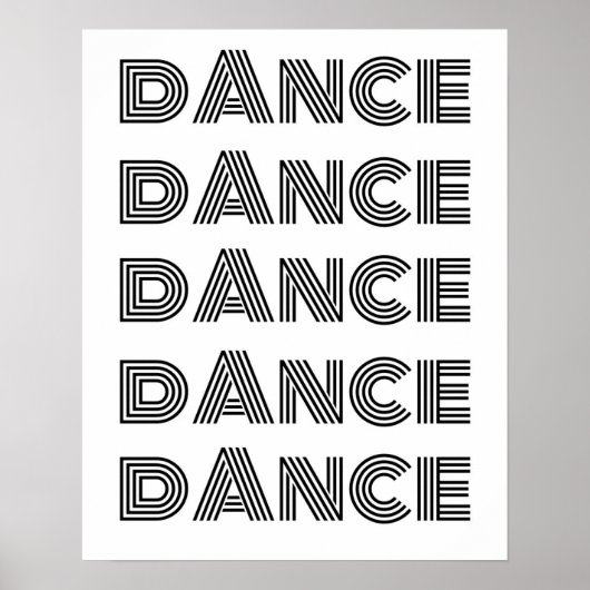 Typographie de danse rétro Poster noir blanc (Devant)