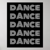 Typographie de danse rétro Poster noir blanc (Devant)